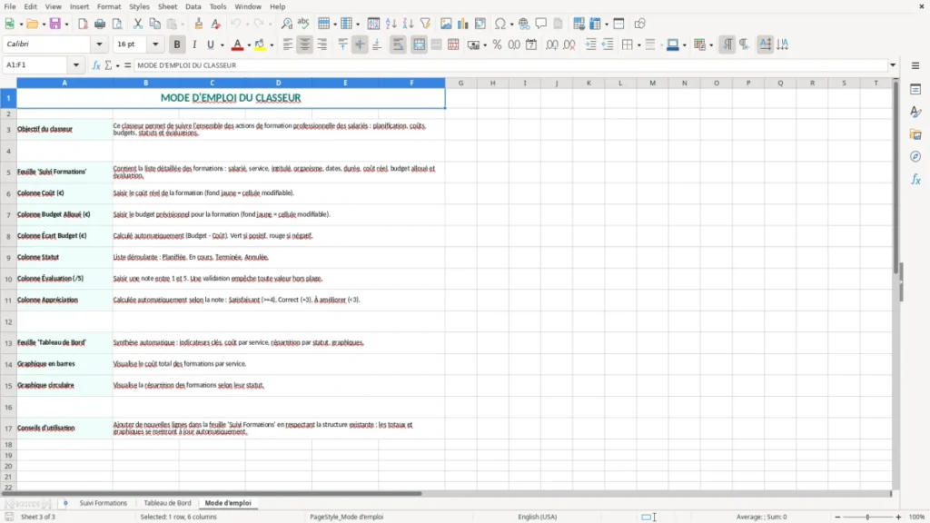 Mode d'emploi – Suivi formation professionnelle Excel – Modèle (2026)