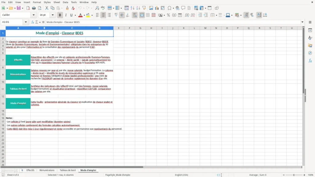 Mode d'emploi – Exemple BDES Excel – Modèle Gratuit (2026)