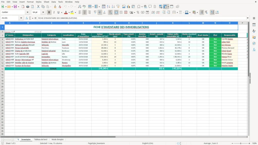 Inventaire – Inventaire immobilisations Excel – Modèle Gratuit (2026)