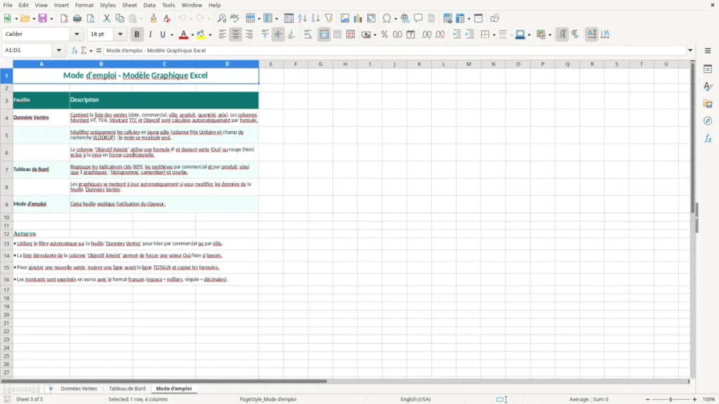 Mode d'emploi – Graphique Excel – Modèle Gratuit (2026)