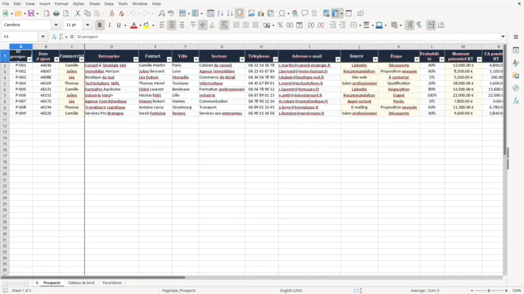 Prospects – Outil de suivi de prospection Excel