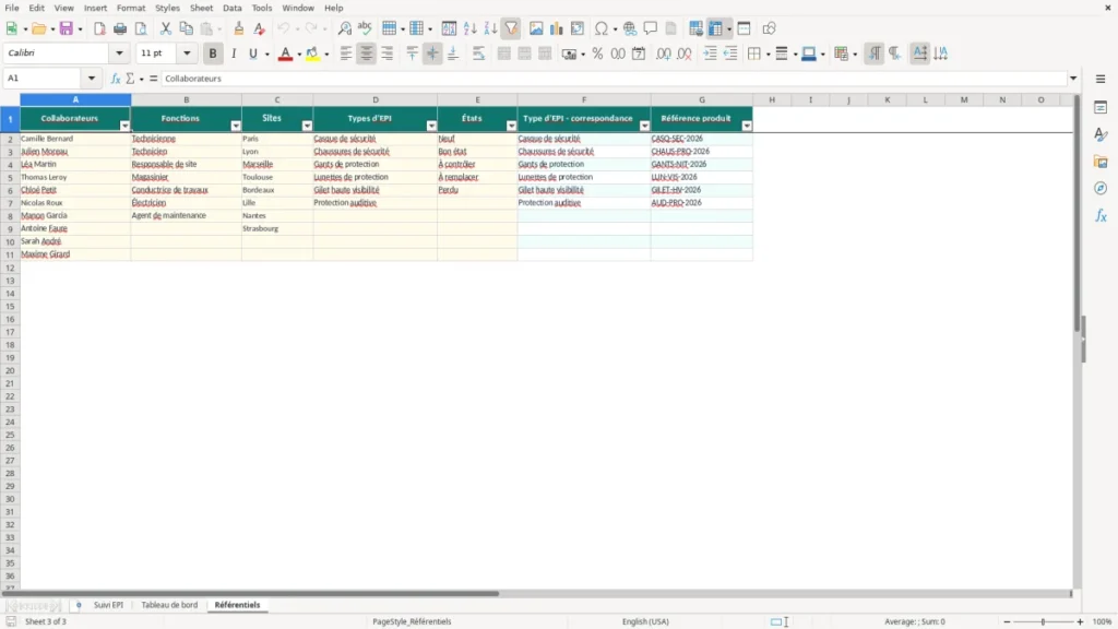 Référentiels – Fiche suivi EPI Excel – Modèle Gratuit (2026)