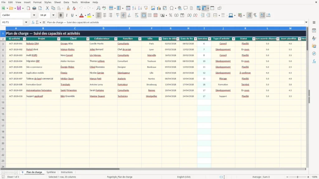 Plan de charge – Plan de charge Excel – Modèle Gratuit (2026)