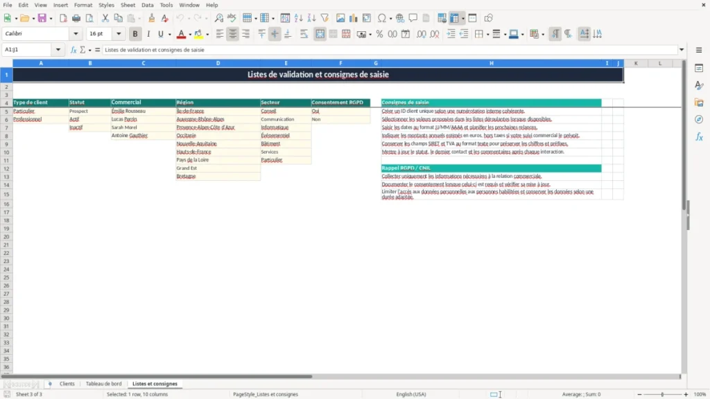 Listes et consignes – Fiche client Excel – Modèle Gratuit (2026)