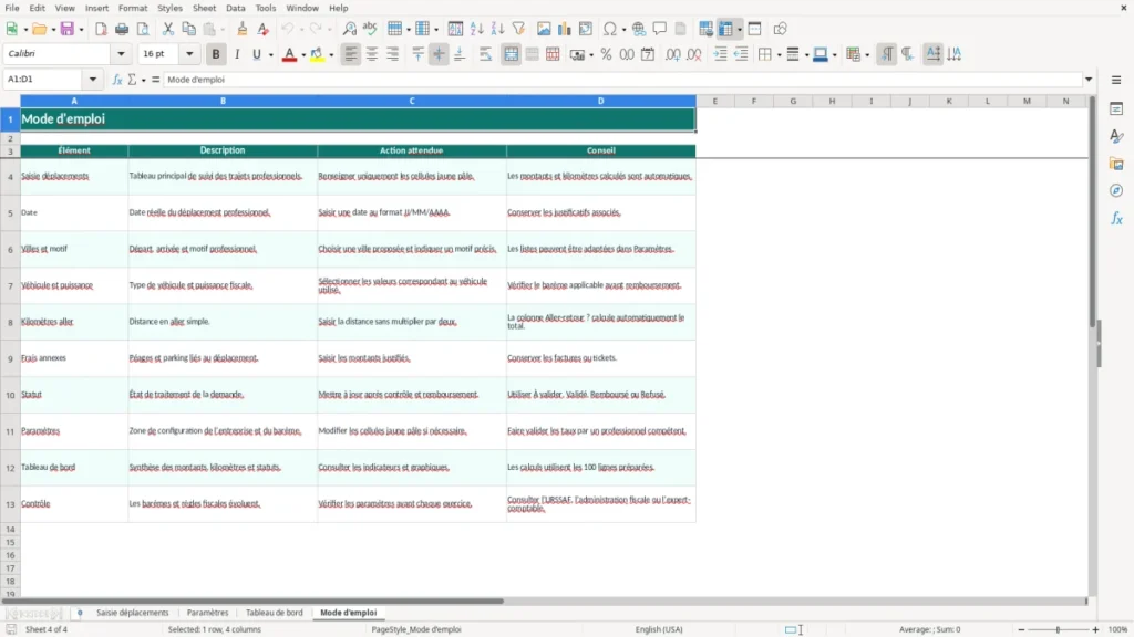 Mode d'emploi – Frais kilométriques Excel – Modèle Gratuit (2026)